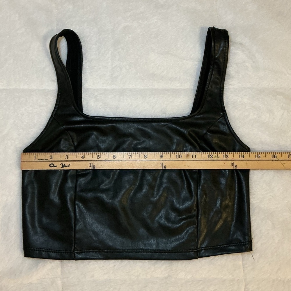 Black Faux Leather Crop Top and Skirt Set - Picture 8 of 9